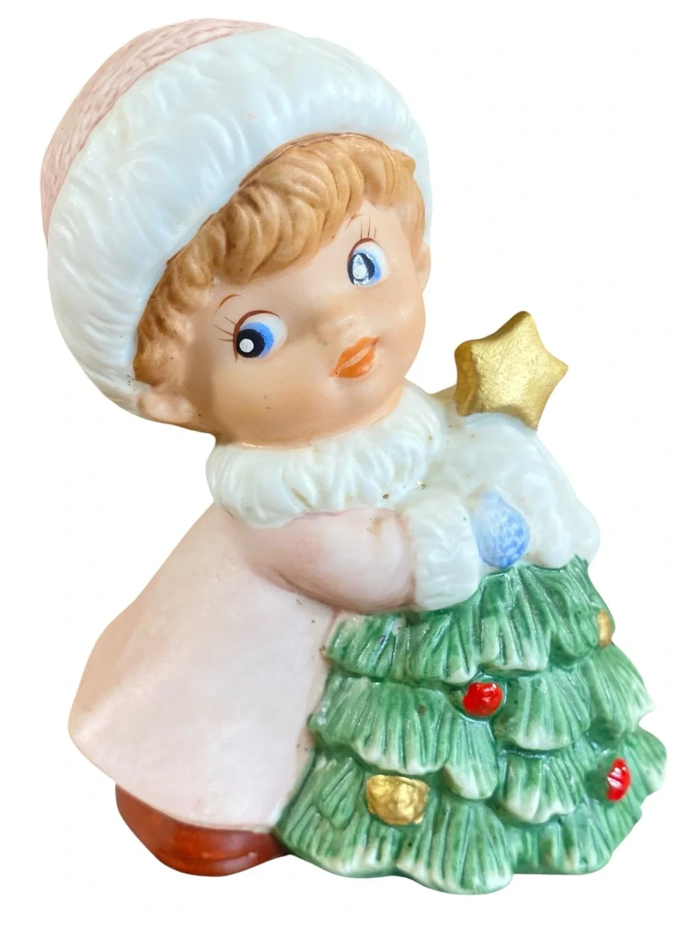 Vintage Homco Christmas Porcelain Children Figurines Set of 4 Holiuday Whimsy
